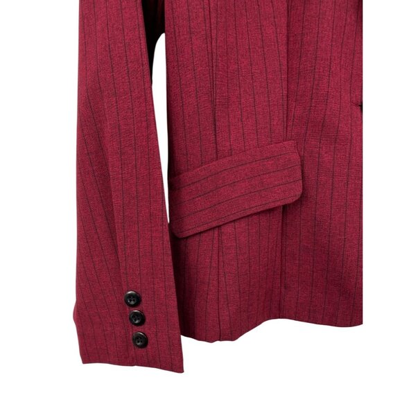 Sag Harbor Womens Red Pinstripe Blazer Jacket Size 10 Polyester - Picture 3 of 8